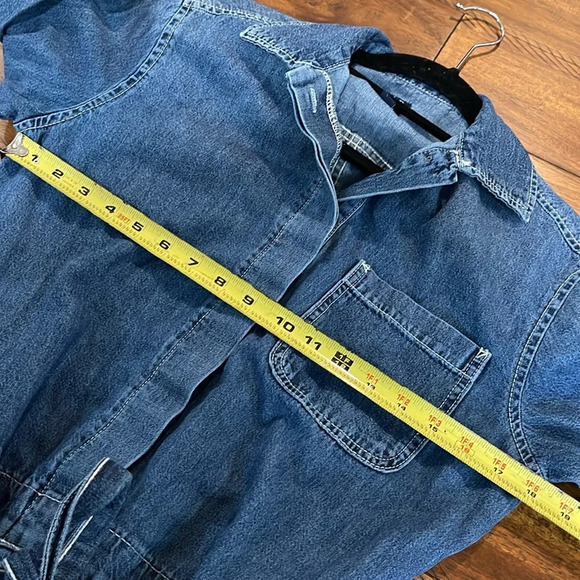 Gap blue denim work Jumpsuit Overalls wide leg tie belt size 4T tall - Picture 8 of 16